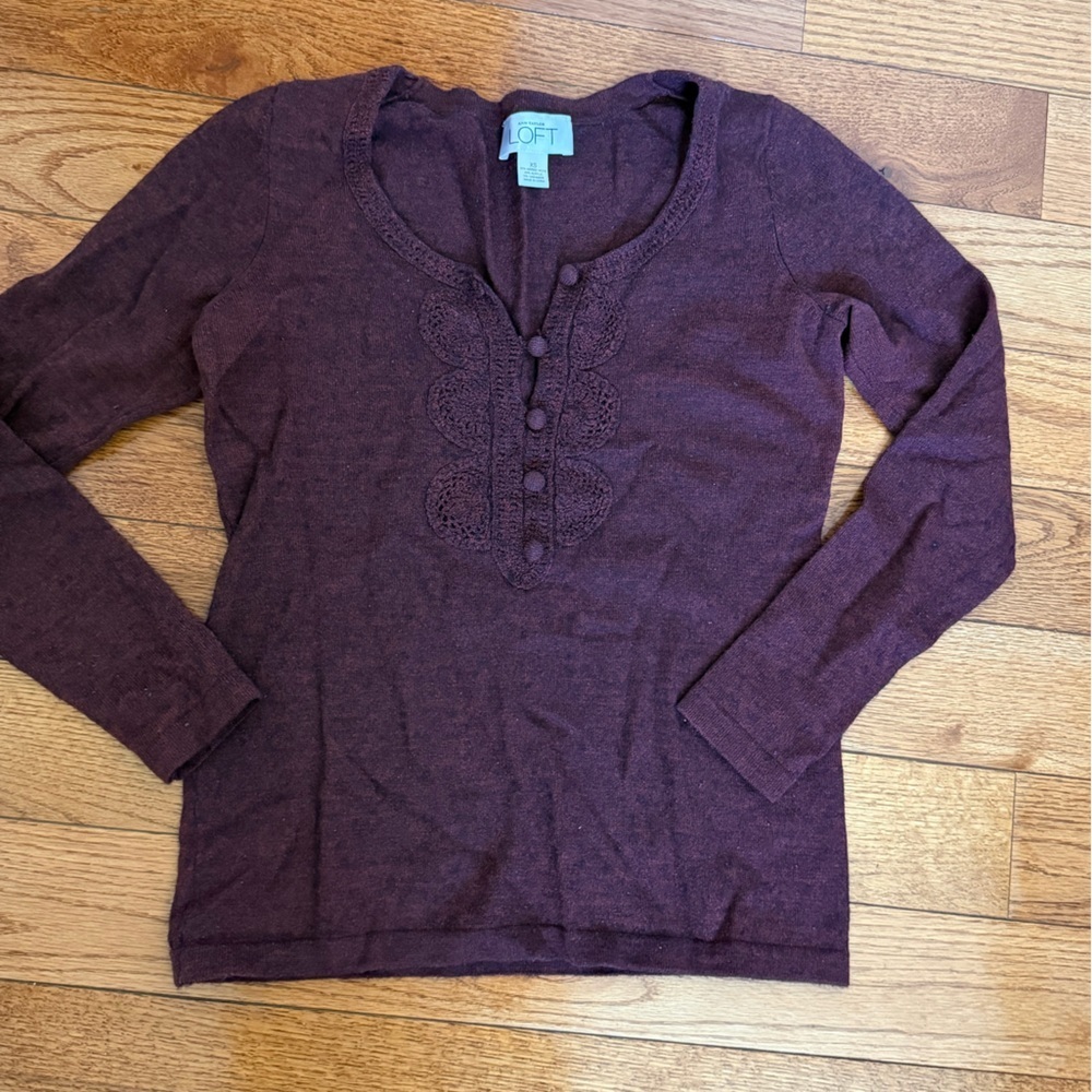 LOFT Maroon Knit Top